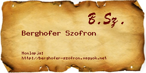 Berghofer Szofron névjegykártya
